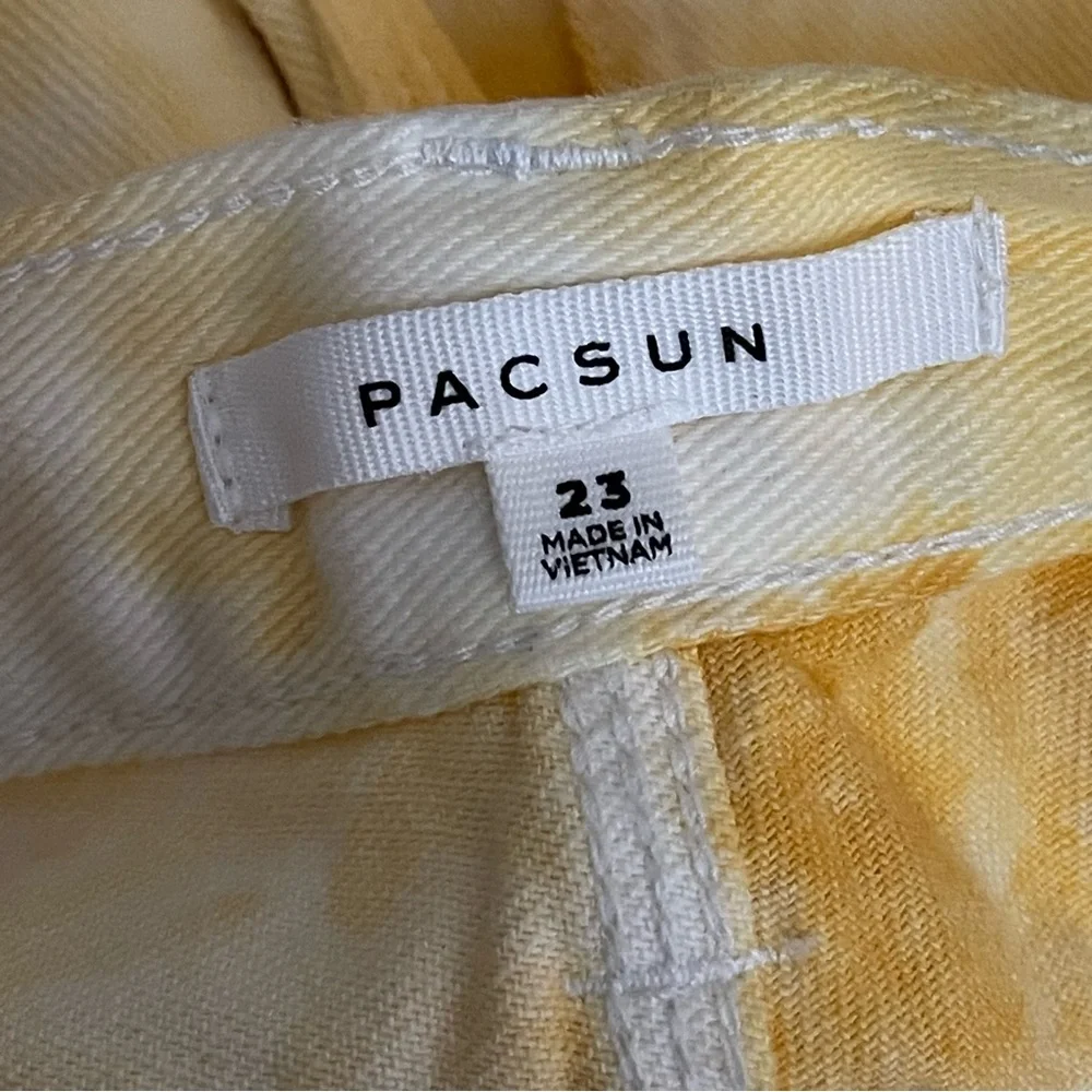 NWT PacSun Mustard Tie Dye High-Waisted Carpenter Jeans - 23